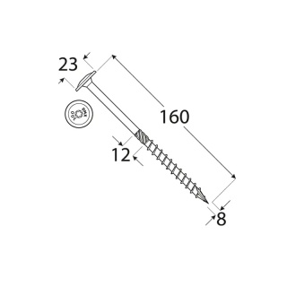 Wkręty ciesielskie 8x160 torx talerzowy 50 szt