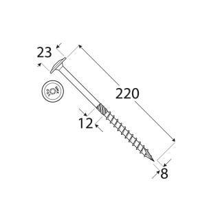 Wkręty ciesielskie 8x220 torx talerzowy 50 szt