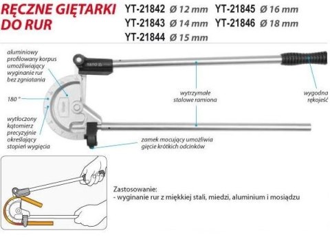 GIĘTARKA DO RUR 16MM YATO