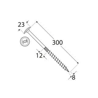 Wkręty ciesielskie 08x300 torx talerzowy 50 szt