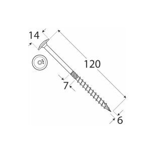 Wkręty ciesielskie 6x120 torx talerzowy 100 szt