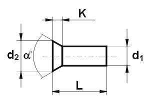 NIT ALUMINIOWY PEŁNY Z ŁBEM STOŻKOWYM PŁASKIM 4.0*10 MM