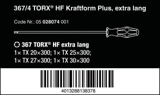 ZESTAW WKRĘTAKÓW KRAFTFORM TORX, TRZPIEŃ 300MM, 4SZT.