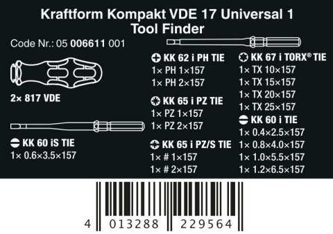 ZESTAW WKRĘTAKÓW KRAFTFORM KOMPAKT VDE 17 UNIVERSAL 1, 17CZ.