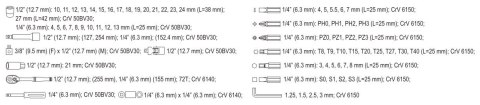 ZESTAW NARZĘDZIOWY 1/2'' 1/4' 72 CZĘŚCI M