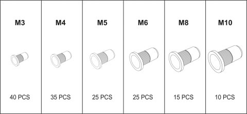 ZESTAW NITONAKRĘTEK STALOWYCH M3- M10, 150SZT