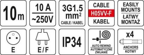 PRZEDŁUŻACZ ELEKTRYCZNY NA ZWIJAKU AUTOMAT 10M