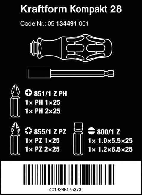 ZESTAW WKRĘTAKÓW KRAFTFORM KOMPAKT 28 Z ETUI, 6 CZĘŚĆ