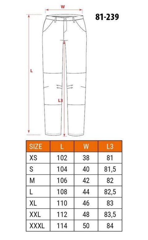 SPODNIE ROBOCZE HD SLIM ODPINANE KIESZENIE ROZMIAR L