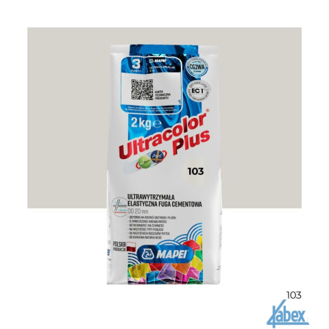 Fuga elastyczna MAPEI ULTRACOLOR PLUS 2kg KSIĘŻYCOWY BIAŁY 103