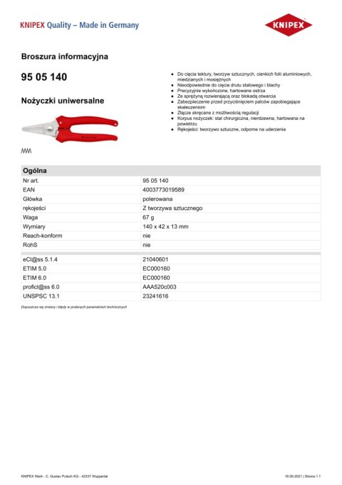NOŻYCZKI UNIWERSALNE 140MM NOŻYCZKI UNIWERSALNE 140MM