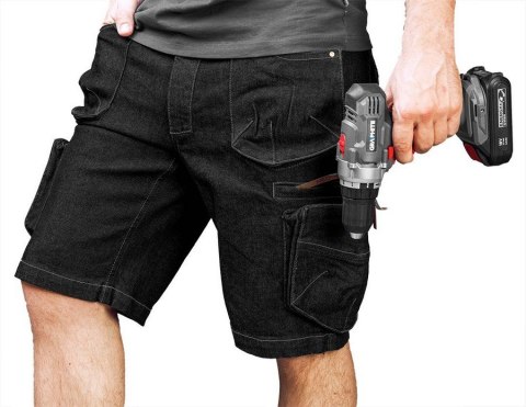 KRÓTKIE SPODENKI ROBOCZE DENIM, CZARNE M