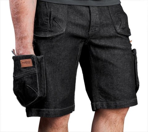 KRÓTKIE SPODENKI ROBOCZE DENIM, CZARNE M