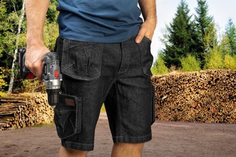 KRÓTKIE SPODENKI ROBOCZE DENIM, CZARNE M