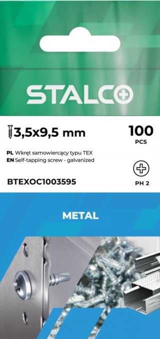 Wkręt samowiercący typu TEX ocynk (PH2) 3,5x9,5 (1000/18000) STALCO TEXOC10003595