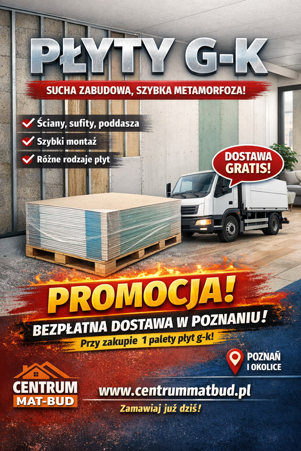 Płyty g-k Poznań - Darmowa dostawa !