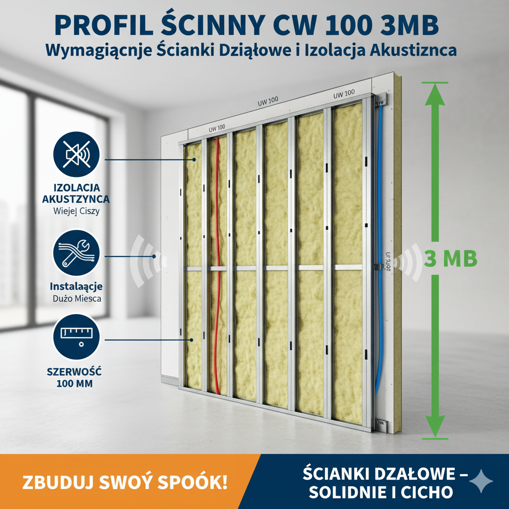 Profil Ścienny CW 100 3mb – Ścianki Działowe o Wysokiej Izolacji Akustycznej i Nośności