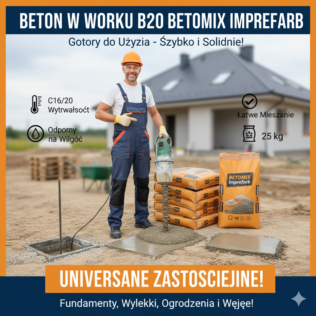 Betonomix B20 Imprefarb – Gotowy Beton w Worku, Idealny do Każdych Zadań!
