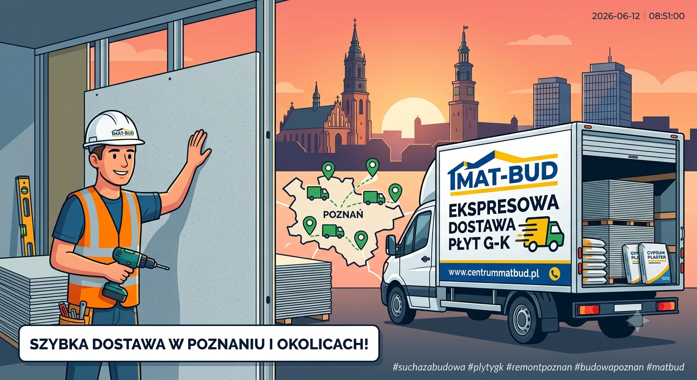 Płyty G-K z szybką dostawą w Poznaniu i okolicach – postaw na wygodę przy remoncie