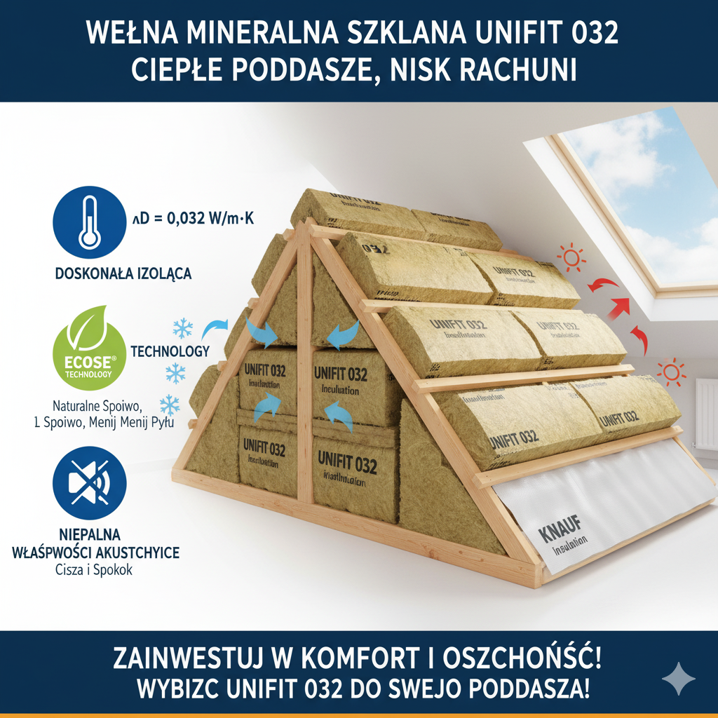 Ciepłe Poddasze, Niskie Rachunki: Wełna Mineralna Szklana UNIFIT 032 Knauf Insulation